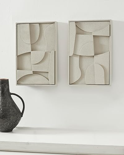 Ally Maison Scandi Tableau mural 3D, 50 x 70 cm, beige crème, décoration murale, abstrait, hygge, moderne, peinture peinte à la main, décoration de couloir, acrylique, design minimaliste - Nail Gallerys