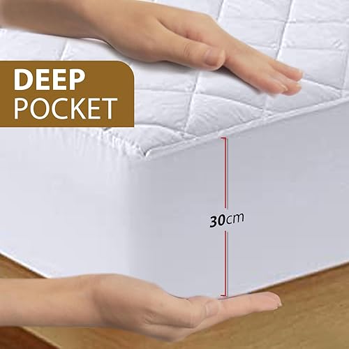My home store Protège-matelas matelassé ultra doux avec jupe profonde de 30 cm - Anti-poussière et de qualité hôtelière - Protège-matelas en microfibre (180 x 200 cm) - Nail Gallerys