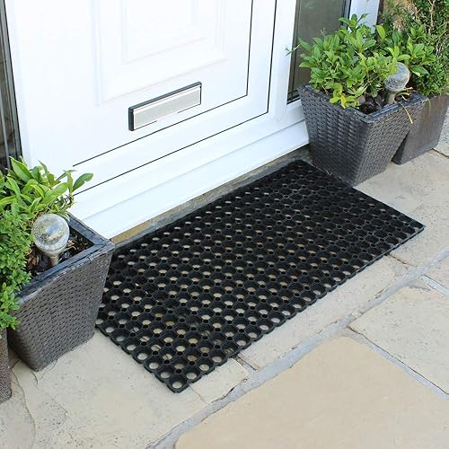 JVL Tapis de Porte extérieur, Caoutchouc, Noir, 100 x 1,6 x 50 cm - Nail Gallerys