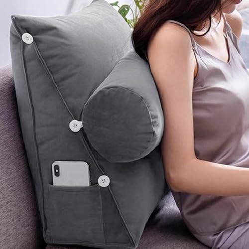 GOFOHIMI Coussin de Lecture Triangulaire pour la Maison, Coussin de Soutien Lombaire cale, Coussin de lit Doux, Coussin de Taille de canapé, traversin de Dossier, Coussin de Cou réglable et Poche - Nail Gallerys