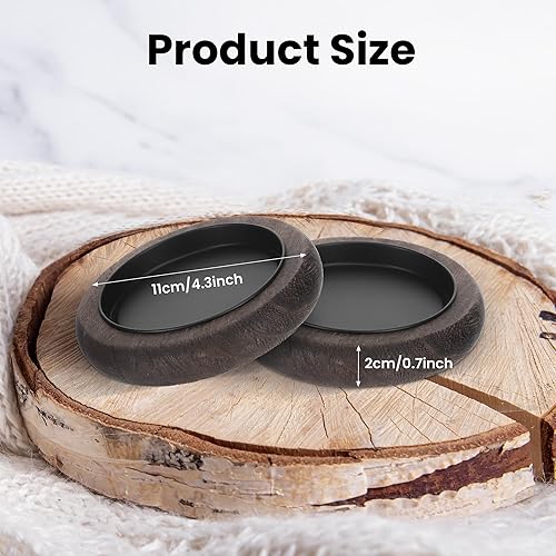JIZZU 2 Pièces Plateau de Bougie Bois, Chandelier Bougeoir Bois Plateau, Décoratif Plat Rond Bougie Plaque en Bois pour Mariage Maison Spa Cônes D'Encens Décor - 10cm - Nail Gallerys