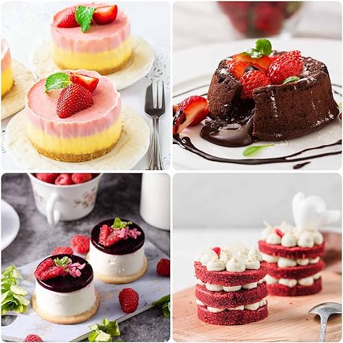 Lovesmile Cercle a Patisserie, Emporte Piece Rond, 8 Pièces Emporte Piece Patisserie, Cercle Patisserie, 8cm avec Couvercle Convient pour Desserts Biscuits Pâtisseries Gâteaux Mousses(Argent) - Nail Gallerys