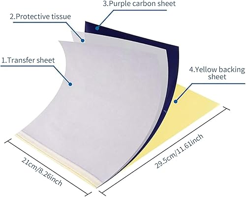 CRESZZLE Papier Transfert Tatouage - 40 Feuilles de Papier Tatouage temporaire, 4 Couches, Format A4 (8,3' x 11.6'), adapté aux Salons de Tatouage et aux Artistes. - Nail Gallerys