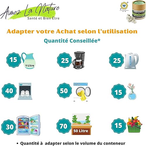 Aimez La Nature 35 Perles de Céramique EM® Avec Joli Pack Ecologique et Sachet Coton Certifié Bio, Purificateur Naturel Eau Robinet, Filtration Eau pour Carafe Bouilloire Lave Linge Lave Vaisselle - Nail Gallerys