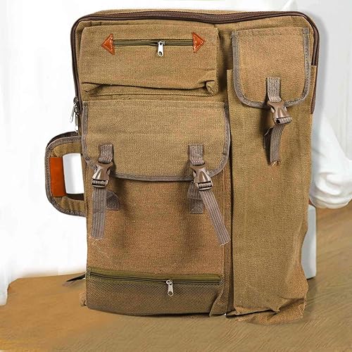 Qtrednrry Sac à dos avec bandoulière à fermeture éclair pour artiste, peintre, étudiants, œuvres d'art, kaki - Nail Gallerys