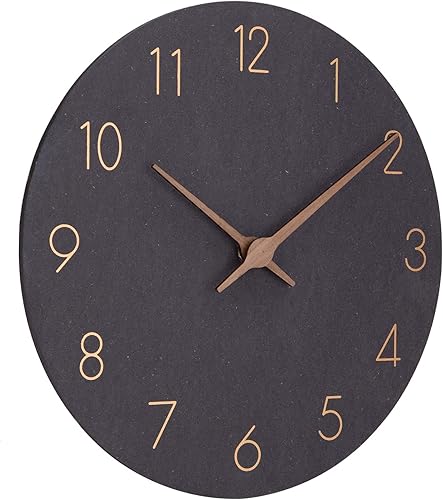 NESIFEE 30 cm Horloge Murale Design Moderne Pendules Murales Silencieuse en Bois sans Cadre pour Cuisine, Bureau, Salon, Décoration Mural, Vert avec Chiffres Arabes & Aiguilles en Bois - Nail Gallerys