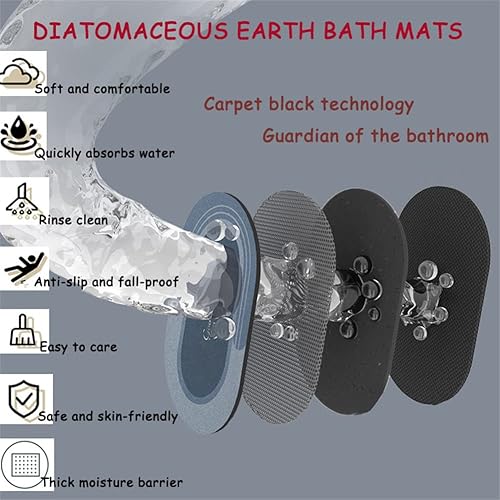 Heeboode Tapis de Bain Absorbant, Tapis de Douche Antidérapant, Tapis de Bain Diatomite, Bath Mat, Tapis de Salle de Bain, Tapis Douche, Tapis Salle de Bain Antidérapant Absorbant Noir-60x100cm - Nail Gallerys
