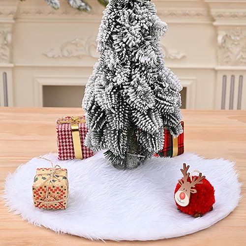 Lafunda Jupe de Sapin de Noël Ronde en Peluche Avec Paillettes - Couverture Flocon de Neige Tablier Ornemental pour Décoration du Nouvel An (Blanc, 38 cm) - Nail Gallerys