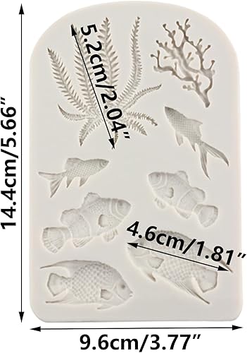 Sijiangmold Sujets marins Moules à fondant Algues Poissons Marins Coraux Moules en Silicone pour Décoration de Gâteau Chocolat Cupcake Topper Bonbons Argile Polymère Pâte en Caoutchouc - Nail Gallerys