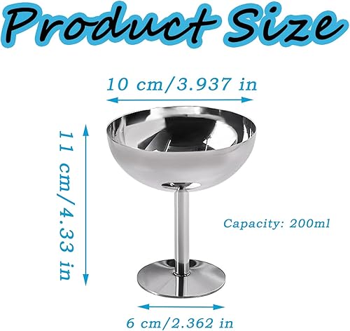 WBYNB Coupe à Glace en Acier Inoxydable, Gobelet Crème Glacée Acier Inoxydable, Tasse à CrèMe GlacéE, Convient pour les Salades, les Fruits, les Puddings, les Crèmes Glacées, etc - Nail Gallerys