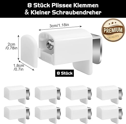 Hengxinchen 8 Pièces Supports de Serrage sans Perçage,Supports de Serrage Plissés de Rechange,Store Plissé sans Percage Réglable,avec Tournevis,pour Hôtels Bains Salles Maisons Salons Cuisines - Nail Gallerys