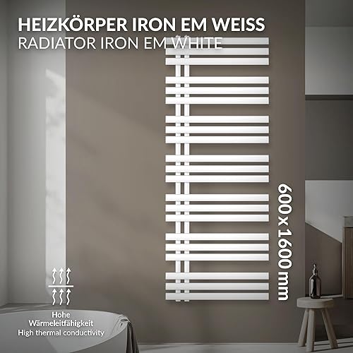 LuxeBath Radiateur de Salle de Bain Design Iron EM, 500 x 1000 mm, Anthracite, en Acier Revêtu par Poudre, Sèche Porte Serviettes Chauffage pour Salle de Séjour, Matériel de Montage Mural Inclus - Nail Gallerys