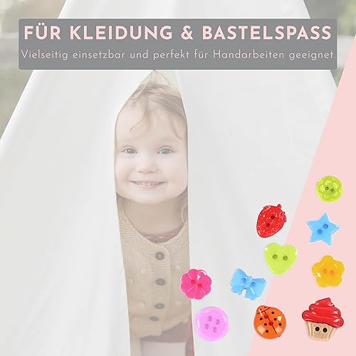 Nordstern Lot de 235 boutons de bricolage - Accessoires de couture en 10 formes avec boîte de rangement - Couleurs et formes colorées pour travaux manuels, couture et projets de bricolage - Nail Gallerys