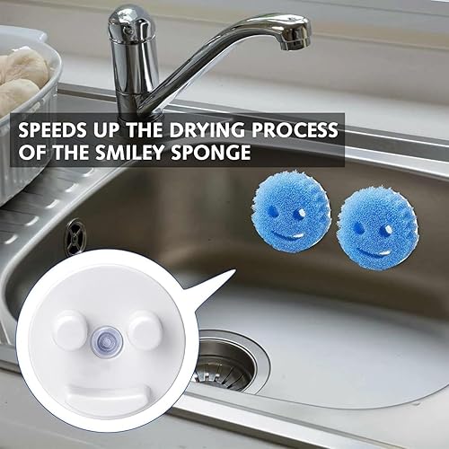 Smiley Face Porte-éponge à récurer à ventouse pour évier, porte-éponge de cuisine, support pour récurer Daddy Mommy Évier (éponges non incluses) - Nail Gallerys