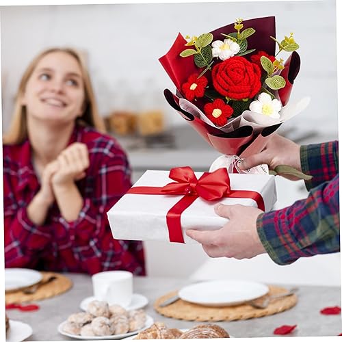 Cunlvyyds Fleurs au Crochet, Bouquet de Fleurs de Crochet créatif, tricotées artificielles terminées, Fleur exquise, Cadeaux la Saint-Valentin pour Elle, Artificiel - Nail Gallerys