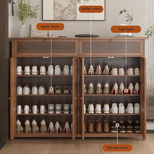 ACEMIC Armoire Chaussures,Nouveau Meuble Chaussure a Entree Bois de Style Chinois avec Portes,Tiroir à Rabat et Portes à louvres,Fond Ouvert, pour Couloir, Maison Moderne - Nail Gallerys