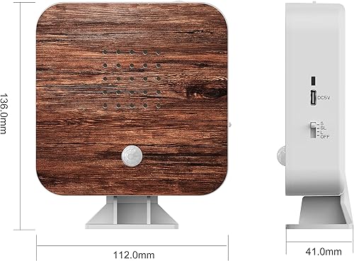 Northpoint Boîte à bruit naturel pour oiseaux, chant, chant, boîte à détecteur de mouvement, bruit d'oiseaux, lumière rechargeable, avec support mural, bois de noyer, angulaire - Nail Gallerys