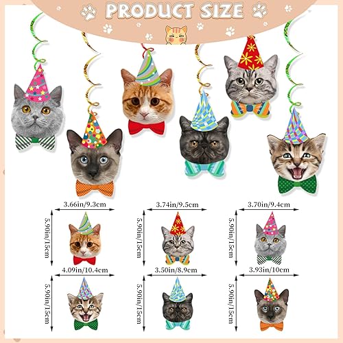 Calkkrer Décorations de fête d'anniversaire sur le thème des chats, décorations d'anniversaire pour chats, bannières Happy Birthday, décorations à suspendre. - Nail Gallerys