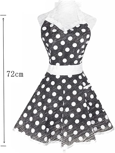 Tablier de cuisine femmes vintage,mignon princesse Dots Motif Falbala Décor femmes tablier à points vintage avec poches et à la taille longue et à la taille réglables,adapté de cuisine quotidienne - Nail Gallerys