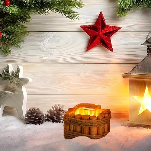 katmerio Bougeoir en bois avec tasse en verre - Photophore en bois flotté - Décoration pour salon, table à manger, table, rebord de fenêtre - Nail Gallerys