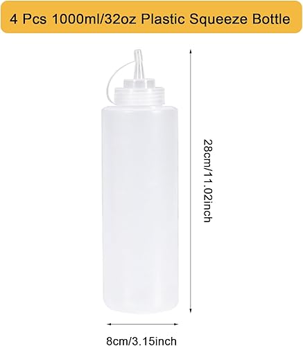 Torytoe Bouteilles Condiments, 4pcs 4oz Bouteille à Sauce avec Capuchon, Bouteille à Condiments, Assaisonnement Bouteille Sauce, Presser Les Bouteilles, Sauce Bouteilles Distributeur (360ml) - Nail Gallerys