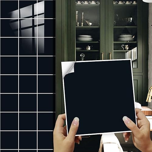 Hixingo Carrelage Adhesif Mural Cuisine, 20 Pièces Salle de Bain, Couleur Unie Rectangulaires Credence Adhesive pour Cuisine, Dalle Pvc Adhesive Murale Carrelage Autocollant (Bleu lac,15x15cm) - Nail Gallerys