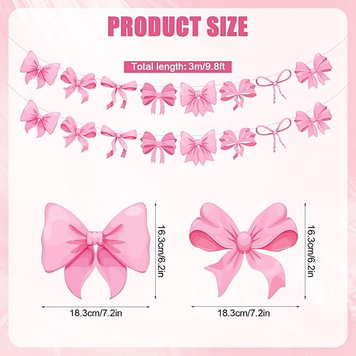 Lot de 2 Bannière Guirlande Noeud Rose, Décorations de Fête d'Anniversaire de Princesse Bannière d'Anniversaire de Princesse Décorations de Fête Prénatale - Nail Gallerys