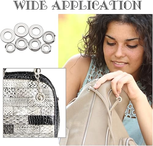 WADORN 18 pièces Œillets en Métal, 10.5/13.8/16 mm Oeillets Ronds à Visser Œillets Boucle pour Sac Poignée Connecteur Vêtements Rideau Maroquinerie, Platine - Nail Gallerys