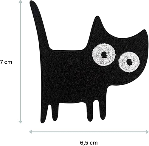 Urbanski Patch Chat Noir avec la Queue Relevée à thermocoller sur 7 x 6,5 cm | Écusson Thermocollant, Transferts Thermocollant, Appliqués à coudre - Nail Gallerys