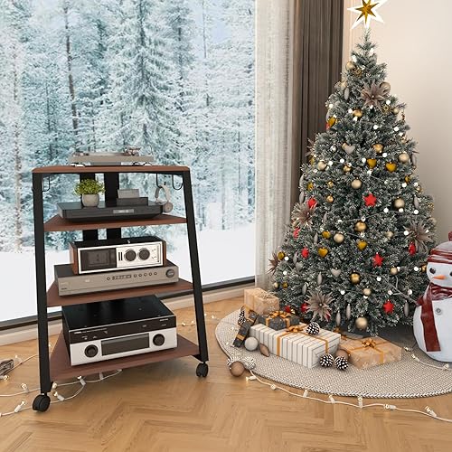 AIMEZO Étagère HiFi avec Support de Microphone, Support de Système Audio avec Étagère Réglable, Rack HiFi pour Chaînes Stéréo, Stockage de Disques Vinyles - Nail Gallerys