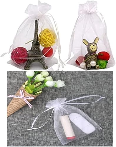 Loopunk 100pcs Sacs Organza,Pochon Organza,Sacs Organza de Poche de Cadeau Mariage Bijoux,Sachet pour Lavande Vide,10x15cm Blanc - Nail Gallerys