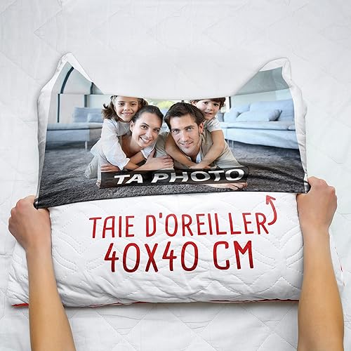 PR Print Royal Housse de Coussin pour Photo Personnalisable avec Votre Propre Photo - Impression d'un Seul côté - Surface Lisse et Soyeuse - Cadeau Photo - 40 x 40 cm - Blanc - Personnalisable - Nail Gallerys