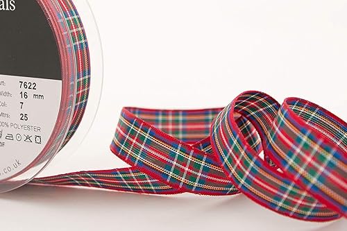 Berisfords 7622 Ruban tartan écossais traditionnel 25 m x 16 mm, Royal Stewart - Nail Gallerys