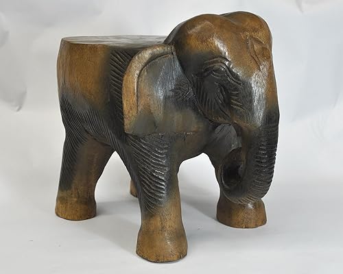 Petite Table Eléphant en Bois, guéridon, décoration intérieure, importée de Thaïlande (10995) - Nail Gallerys