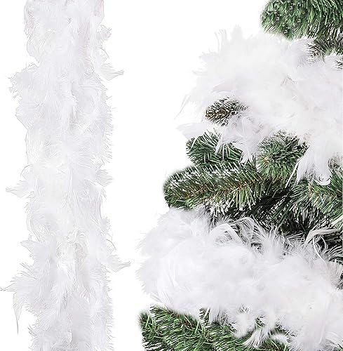SPRINGOS Guirlande à plumes, blanche 300 cm, pour mariage babyshower, Noël, fête, décoration - Nail Gallerys