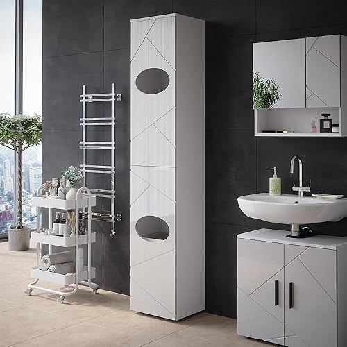 Vicco Armoire à Linge Irma, Anthracite/chêne doré, 37.2x192cm - Nail Gallerys