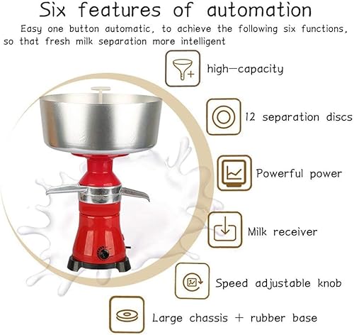 Séparateur centrifuge de crème de lait Séparateur de crème électrique en acier inoxydable 80L/H Séparateur de lait de vache de chèvre transformant le lait cru ou entier en crème et lait écrémé - Nail Gallerys