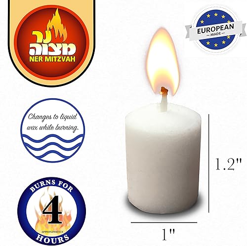 Ner Mitzvah Lot de 72 luminions Neironim de qualité 4 h de combustion - Nail Gallerys