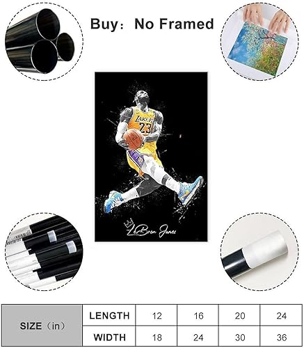 FSGHE Poster 49 de la star du basket-ball LeBron James sur toile pour décoration de chambre à coucher, bureau, chambre, cadeau, sans cadre, 30 x 45 cm - Nail Gallerys