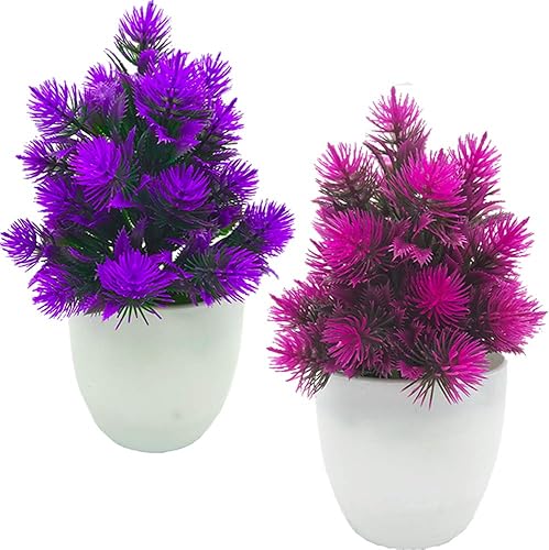 Fycooler Plantes artificielles,Mini Fausse Plante Fleurs topiaires Pin d'herbe Plante en Pot Bonsaï résistant aux intempéries pour Bureau Table Balcon Bureau hôtel décor à la Maison - Nail Gallerys