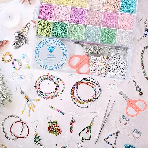 YOTOYOU Lot de 12323 perles à enfiler pour adultes - 3 mm - 24 grilles - Mini perles en verre à enfiler - Pour bricolage de bracelets, colliers, bijoux, perles - Type D - Nail Gallerys