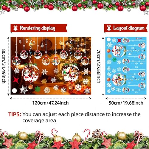 Autocollant Noël Fenêtre, Stickers Noel Fenetre Réutilisable Amovible Statique PVC Grand Autocollants pour Magasin Vitre Vitrine Porte, Hiver Decoration Noel Maison Interieur Flocon de Neige Sticker - Nail Gallerys