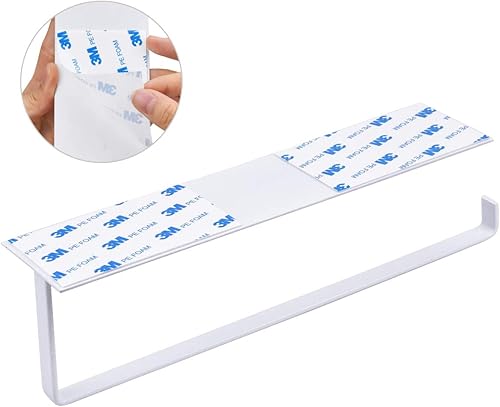 Jinlaili Porte Essuie-Tout 25cm Mural, Dérouleur Cuisine en Métal Auto-Adhésif, Support Papier Sans Perçage (Blanc) - Nail Gallerys