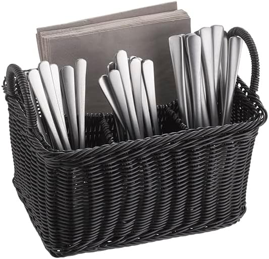 APS 'ECONOMIC panier à couverts avec 4 compartiments, bac à couverts incassable, bac à couverts, conteneur à couverts, noir, 18 x 26 cm, hauteur 15 cm - Nail Gallerys