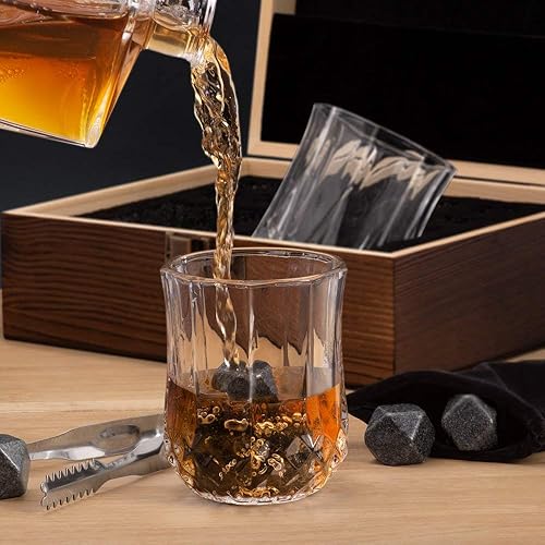 Maverton Coffret de Pierres à Whiskey avec Verres - 8 Pierres à Whisky et 2 Verres - Cadeau personnalisé pour Les Couples - Cadeau d’Anniversaire avec Gravure - Floral - Nail Gallerys