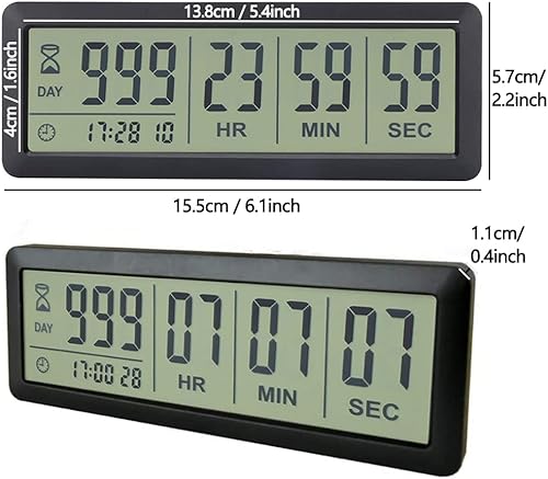 FCXJTU Minuteur numérique double de cuisine, compte à rebours magnétique à 3 canaux pour la cuisine, grand écran, alarme forte, 100 heures pour les personnes âgées et les enseignants (batterie incluse - Nail Gallerys