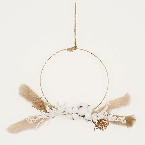 LIGNE DÉCO – Couronne de Fleurs Séchées - Lot de 3 - Décoratif - Élégant - Tendance Déco - Durable - Entretien Facile – Fleurs Séchées - Naturelle - 30cm - Nail Gallerys