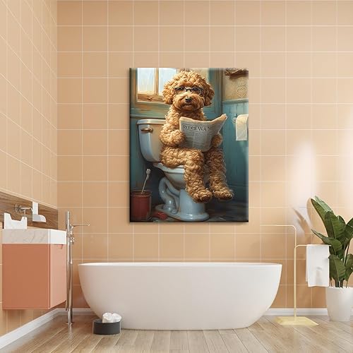 LZLHDE Tableau sur toile pour salle de bain - Décoration murale - Motif chien - Tableau mural avec cadre - Peinture murale - Décoration murale - 30 x 40 cm - Nail Gallerys