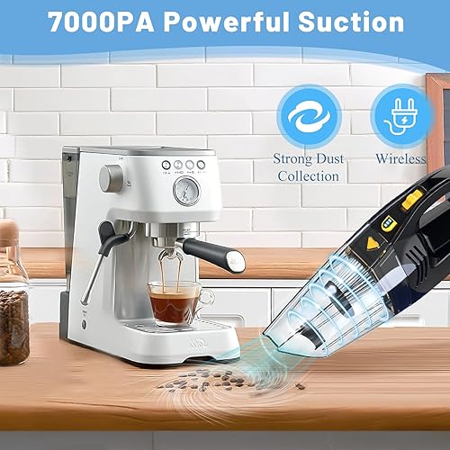 Oskuglin Aspirateur à Main sans Fil 7000 PA, Léger 120 W, Portable pour Voiture (Noir) - Nail Gallerys