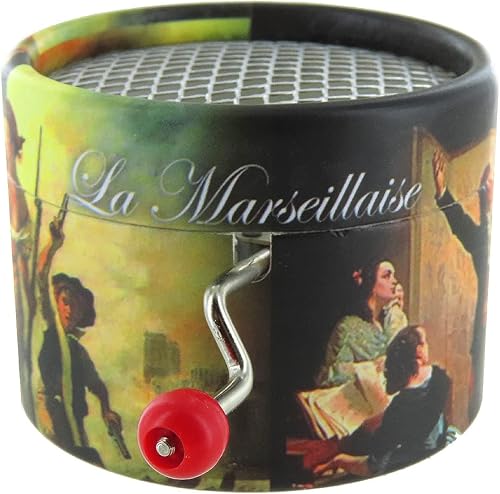 Boîte à Musique/boîte Musicale à manivelle en Carton renforcé et décoré d'un Tableau d'Eugène Delacroix avec mécanisme Musical à manivelle de 18 Notes - La Marseillaise (Rouget de Lisle) - Nail Gallerys